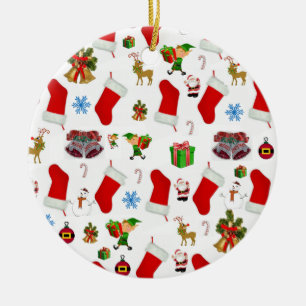 Christmas Circle Ornament, Snowman Ceramic Ornament