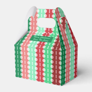 Christmas Circles on Stripes Red and Green Gable   Favor Box