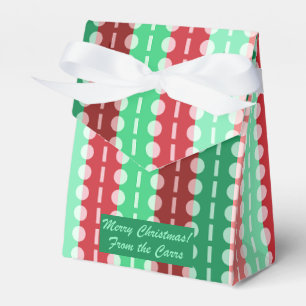 Christmas Circles on Stripes Red and Green Tent  Favor Box