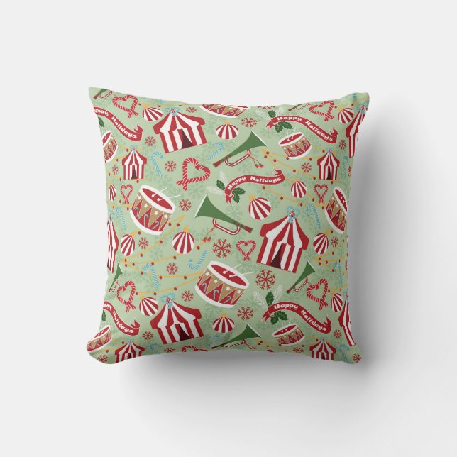 Christmas Circus Throw Pillow (Front)