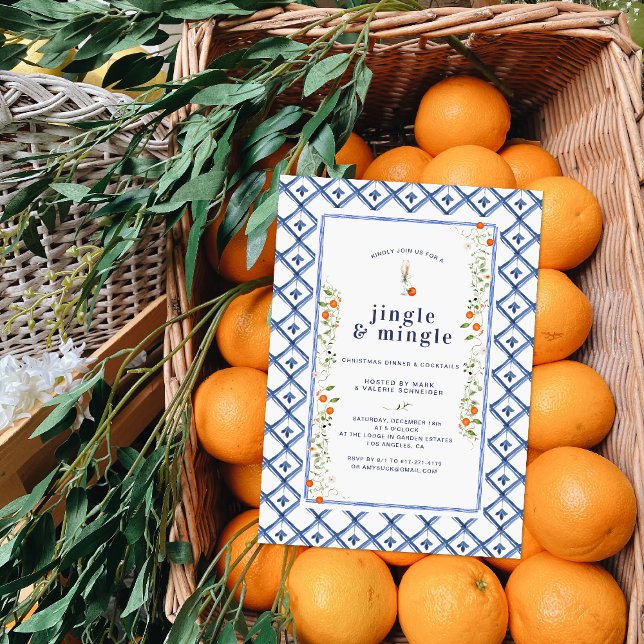 Christmas Citrus Botanical Floral Tiles | Holiday  Invitation (Creator Uploaded)