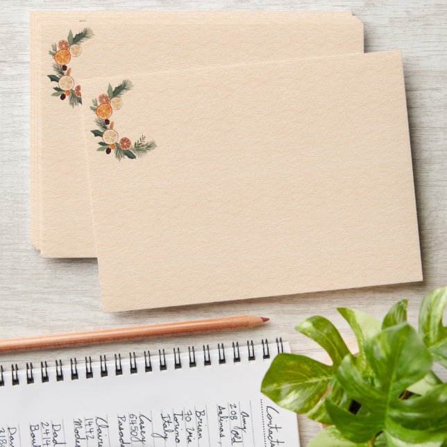 Christmas Citrus Fruit Garland Lemons Oranges Envelope (Stacked)