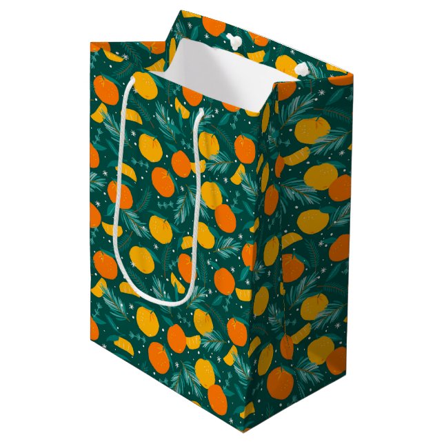 Christmas Citrus fruit pattern Tissue Paper Medium Gift Bag (Front Angled)