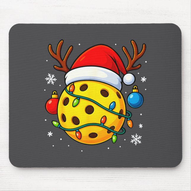Christmas Ckleball Santa Hat Lights Srts Xmas Paja Mouse Pad (Front)