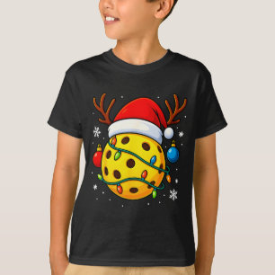 Christmas Ckleball Santa Hat Lights Srts Xmas Paja T-Shirt