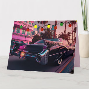 CHRISTMAS CLASSIC CAR FINS GREETING CARD