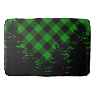 Christmas classic green Plaid Christmas evergreens Bath Mat