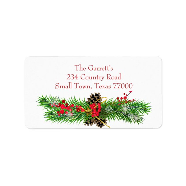 Christmas Classic Holly Berry Personalized Address Label (Front)