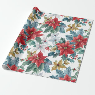 Christmas Classic Poinsettia Wrapping Paper