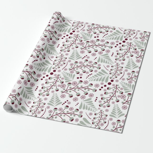 Christmas Classic Red and Green Pattern  Wrapping Paper (Unrolled)