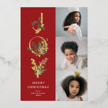 Christmas Classic Red Botanical JOY Collage Photo Foil Holiday Card<br><div class="desc">💌 Share the love and spread holiday cheer with my thoughtfully crafted greeting card. This card is a canvas of for your holiday wishes to friends, family and colleges. I adorned the captivating designs and this defined my entire holiday collection. I hope you love the cards and collection as much...</div>