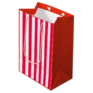 Christmas Classic Red White Striped Template Medium Gift Bag