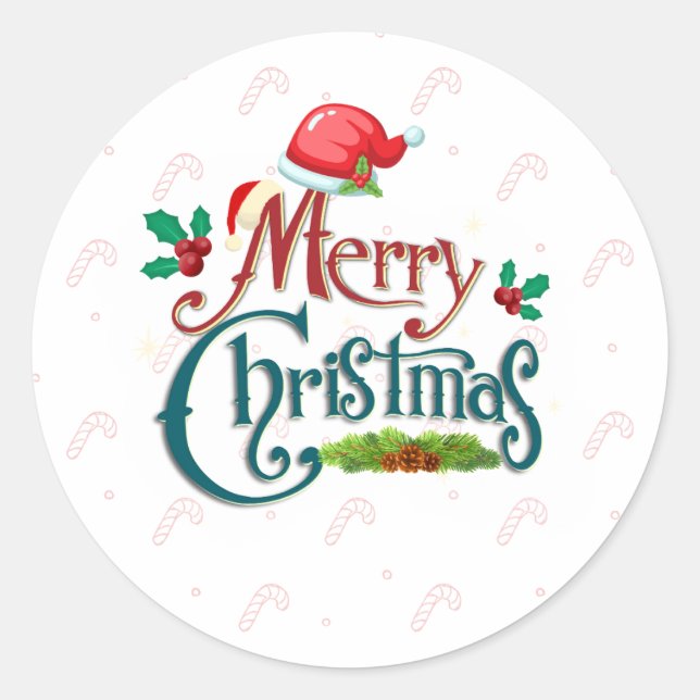 Christmas  classic round sticker (Front)