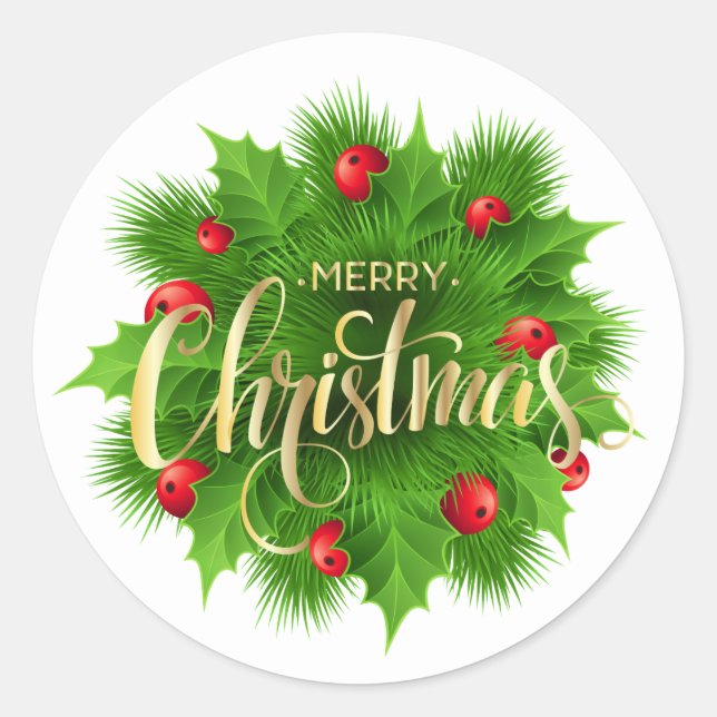 Christmas  classic round sticker (Front)
