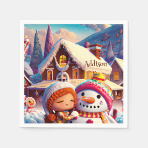 Christmas Clay Playday Gingerbread Snowman Winter Napkin