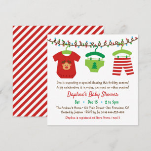Christmas Clothes Baby Shower Party Invitations