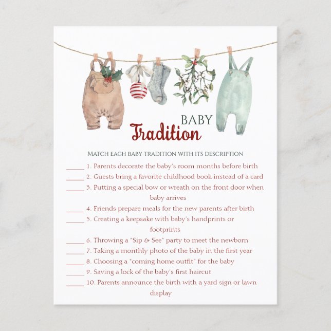 Christmas Clothes Baby Traditions Game (Front)