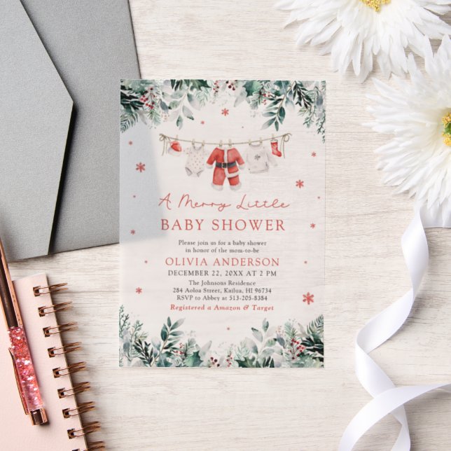Christmas Clothesline A Merry Little Baby Shower Vellum Invitations (Wedding)