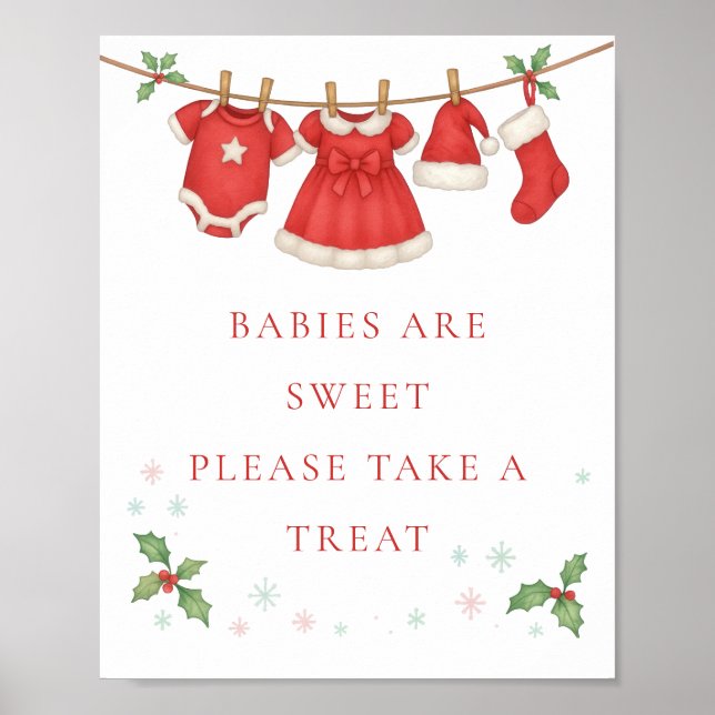 Christmas Clothesline Take Treat Baby Shower Sign (Front)
