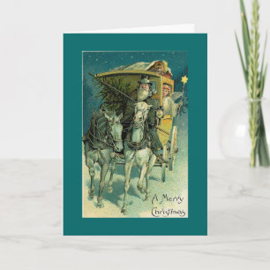 Christmas coach ride with angel holiday card