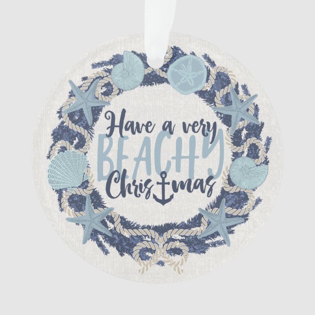 Christmas Coastal Tropical Sea Shell Wreath - Blue (devant)