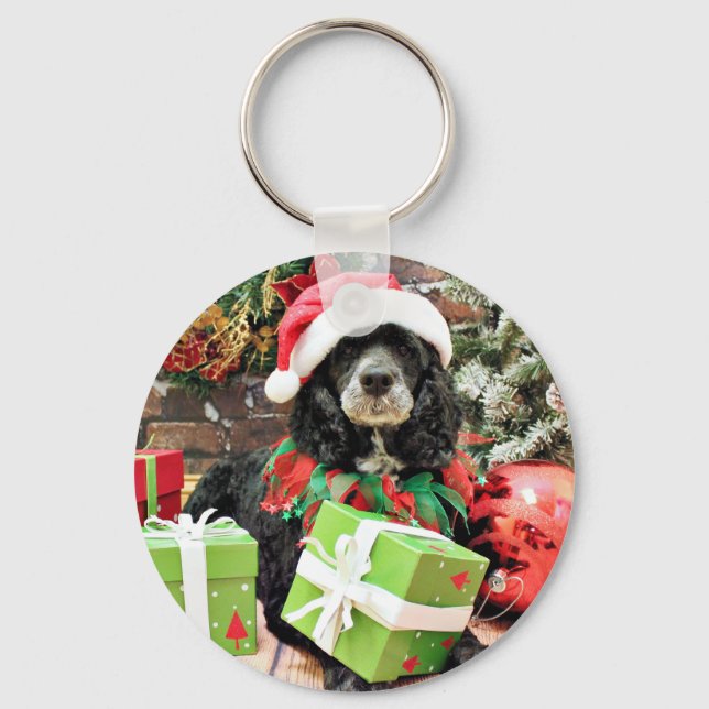 Christmas - Cockapoo - Baxter Keychain (Front)