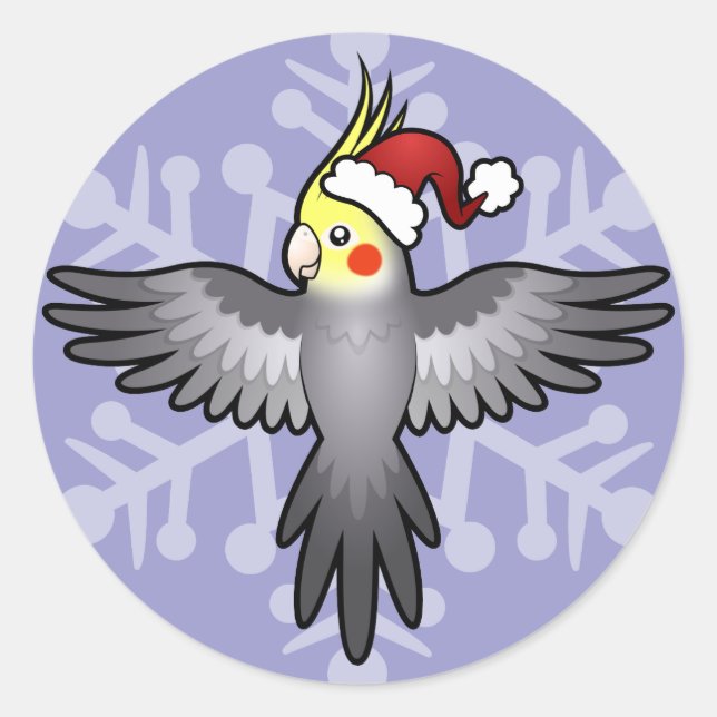Christmas Cockatiel Classic Round Sticker (Front)