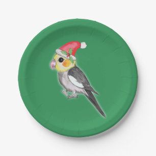 Christmas cockatiel paper plate