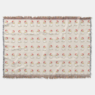 Christmas Cockatiel Wearing Santa Hat Throw Blanket