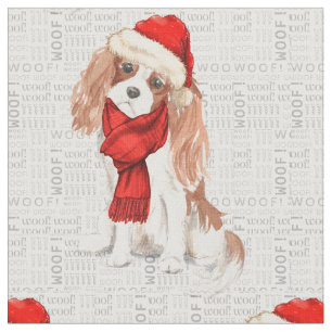 Christmas Cocker Spaniel Dog Woof Word Art Fabric