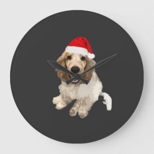 Christmas Cocker Spaniel (White) Essential T-Shirt Large Clock