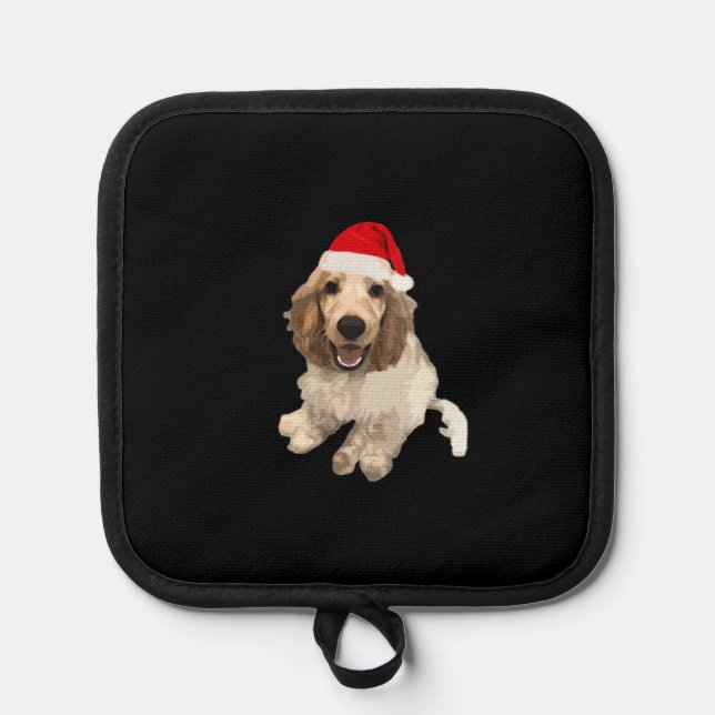 Christmas Cocker Spaniel (White) Essential T-Shirt Pot Holder (Front)