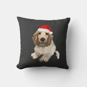Christmas Cocker Spaniel (White) Essential T-Shirt Throw Pillow