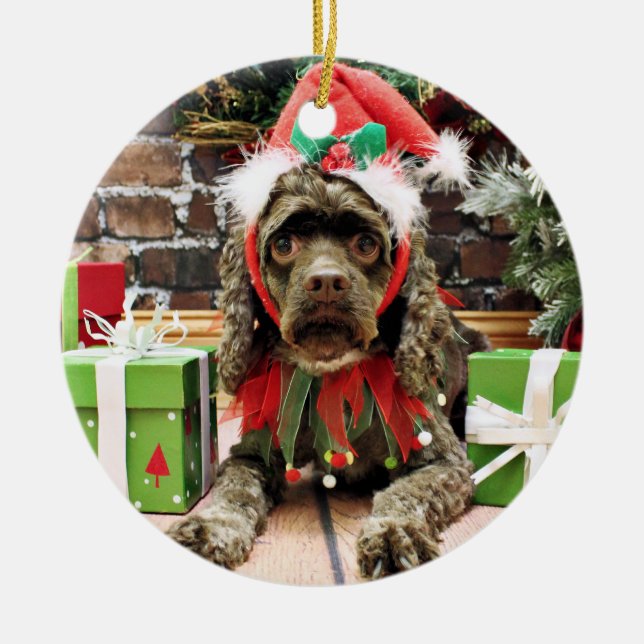 Christmas - Cocker Spaniel - Zoe Ceramic Ornament (Front)