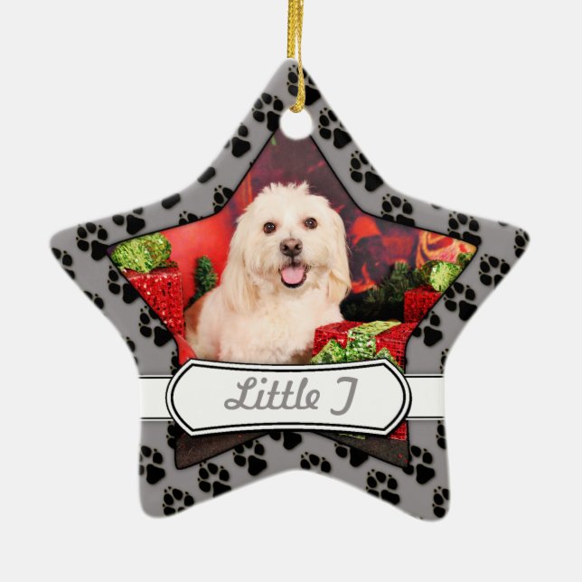 Christmas - Cocker - Toby, Havanese - Little T Ceramic Ornament (Back)