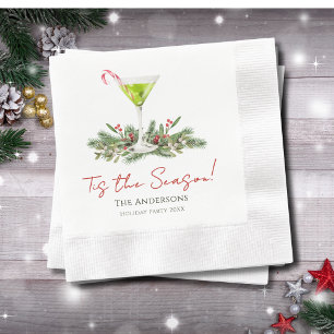 Christmas Cocktail Holiday Party Martini Paper Napkin