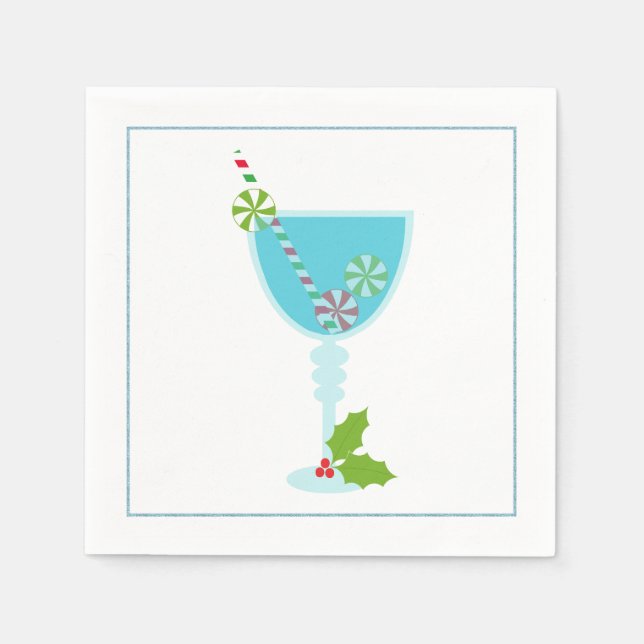 Christmas Cocktail Napkin with martini olive (Front)