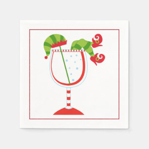 Christmas Cocktail Napkin with martini olive