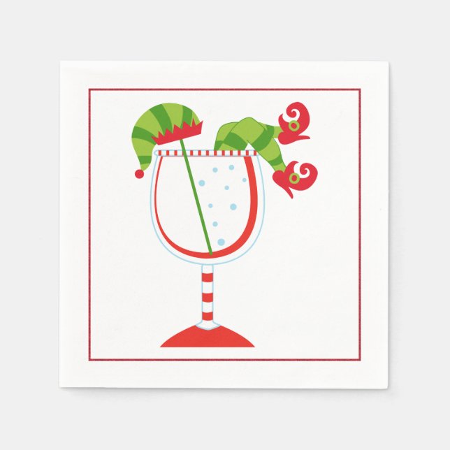 Christmas Cocktail Napkin with martini olive (Front)