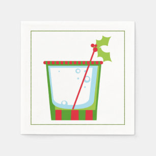 Christmas Cocktail Napkin with martini olive