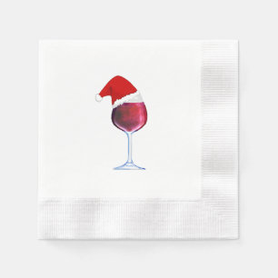Christmas Cocktail Napkins Wine Santa Hat