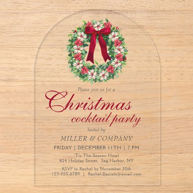 Christmas Cocktail Party Corporate Christmas Party Acrylic Invitations (Front)
