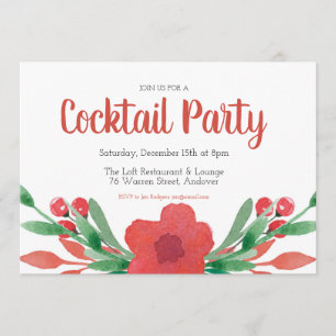 Christmas Cocktail Party Floral Invitation