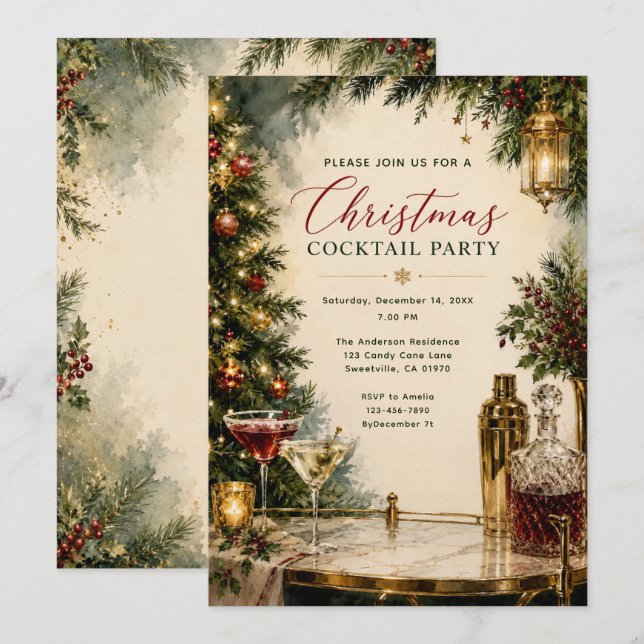 Christmas Cocktail Party Invitation (Front/Back)