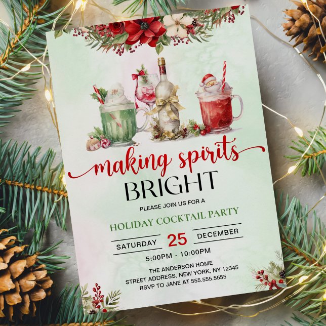 Christmas Cocktail Party Making Spirits Bright  Invitation (Creator Uploaded)