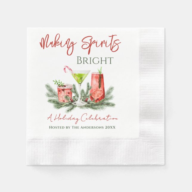 Christmas Cocktail Party Making Spirits Bright  Napkin (Front)