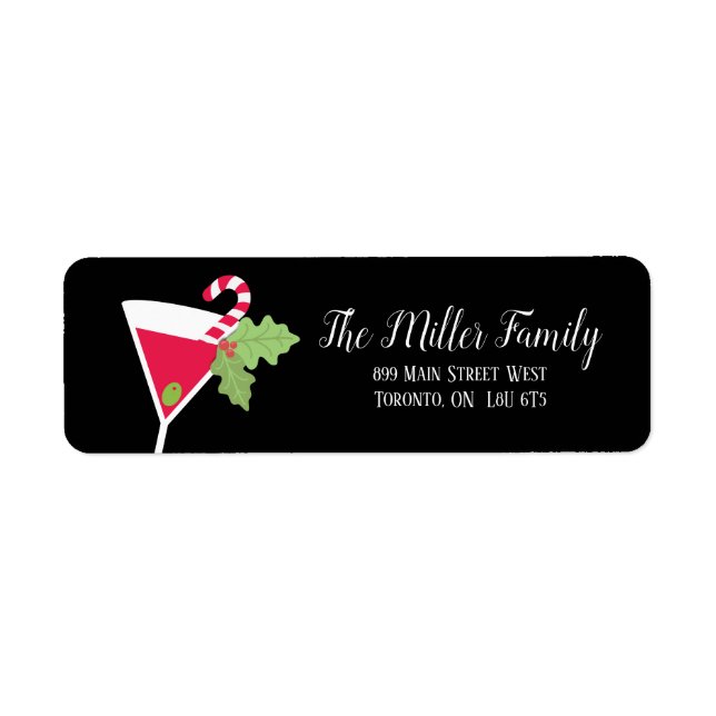 Christmas Cocktail Party Return Address Labels (Front)