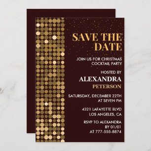 Christmas Cocktail Party Save the date Gold Invitation