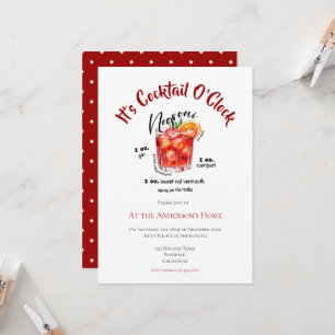 Christmas Cocktail Party Watercolor Illustration  Invitation