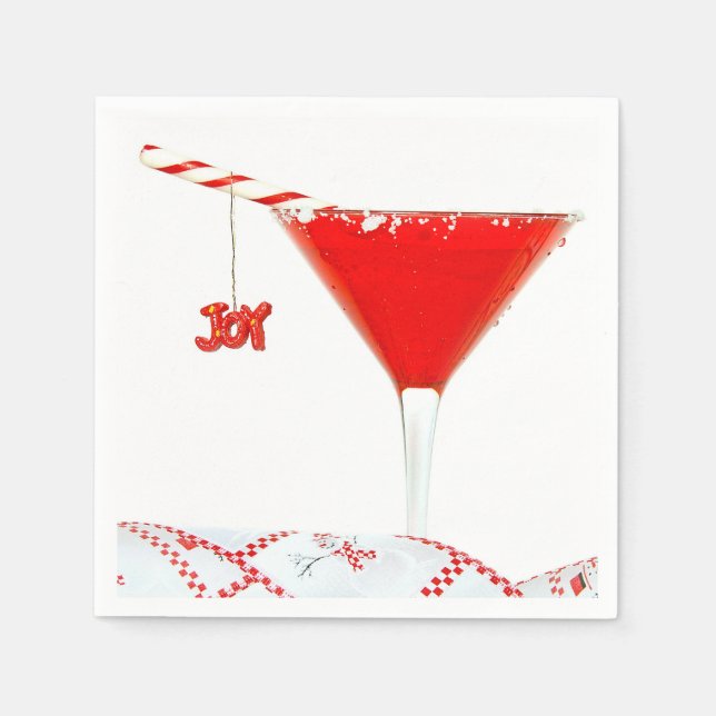 Christmas Cocktail with Candy Cane Napkin (Front)